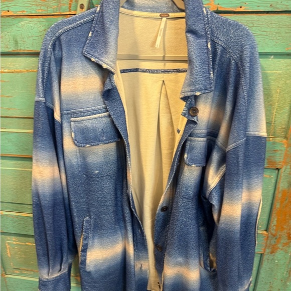 FREE PEOPLE Beige and Blue Jacket-wear alone or as a layer! Super soft & stylish - Picture 1 of 10